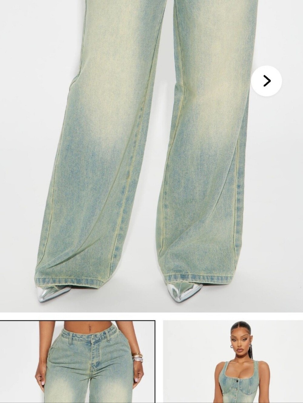 Fashion Nova Washed Olive Wide Leg Jeans - Picture 5 of 6